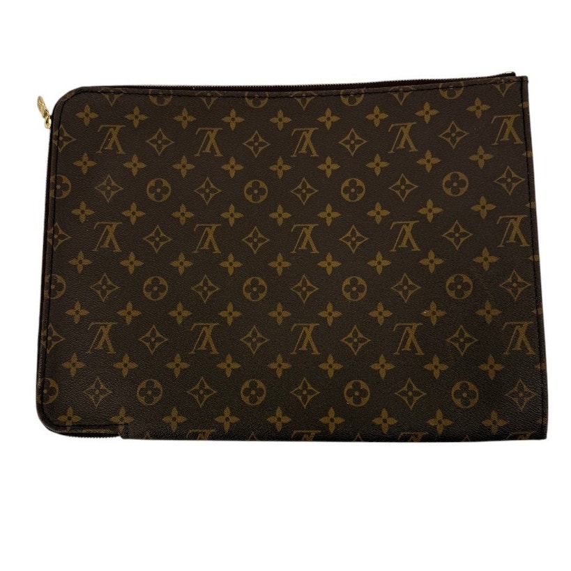 Louis Vuitton Monogram Poche Documents Portfolio Laptop Case Brown Canvas 15x11